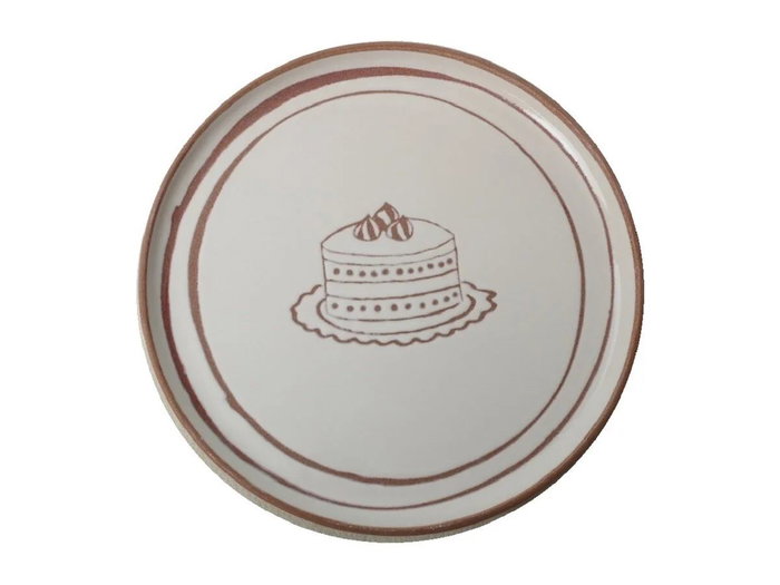 Hermia Juego de 4 Platos de Postre de Cerámica Blanco y Marrón 22 cm